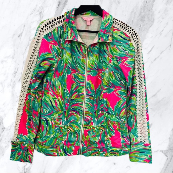Lilly Pulitzer Tops Lilly Pulitzer Brigantine Zip Up Raz Berry Shady Poshmark